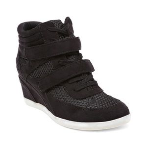 Maddengirl “Hickorry” Suede Mesh Sneaker Wedge